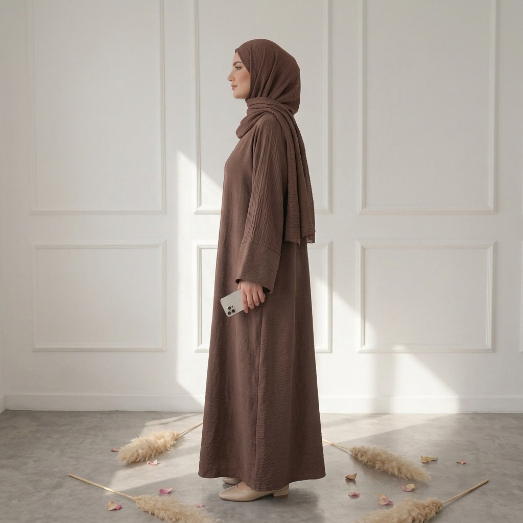 Plain closed abaya - Coffee