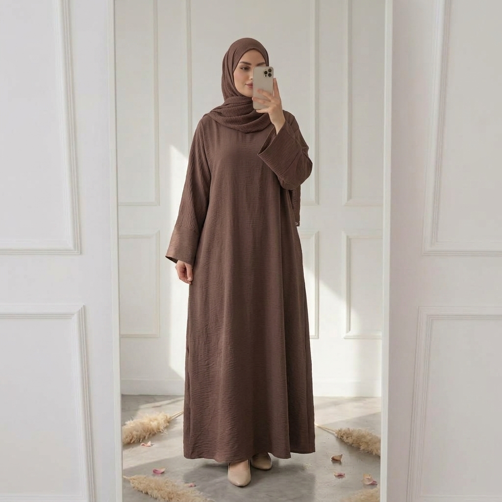 Plain closed abaya - Coffee