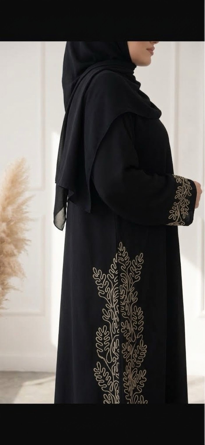 Flower Embroidery Design Abaya