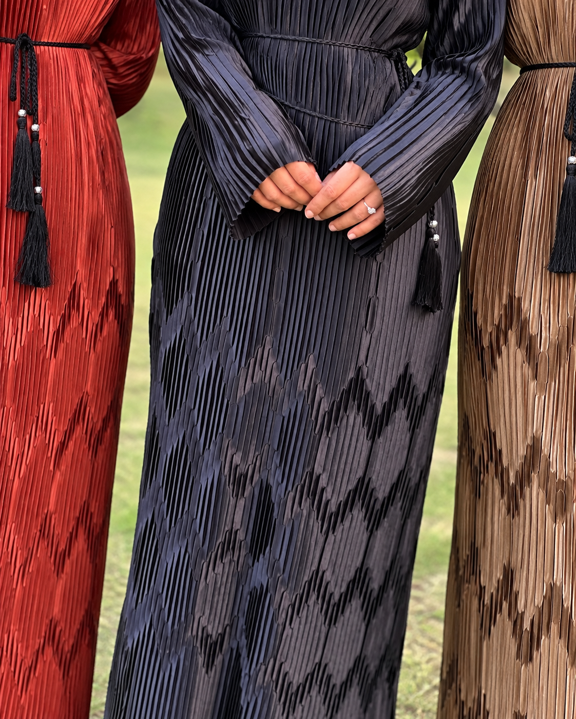 Pleated Dress with Diamond Design