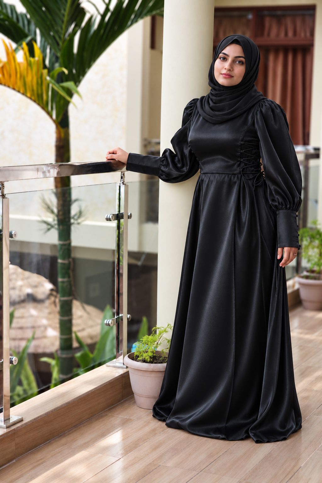 Side-Knot Satin Party Gown