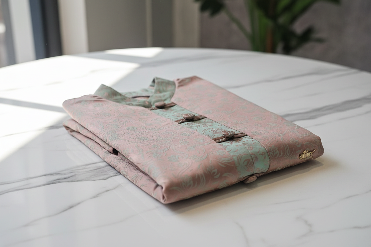 Pattern Dress with Chinese Colar