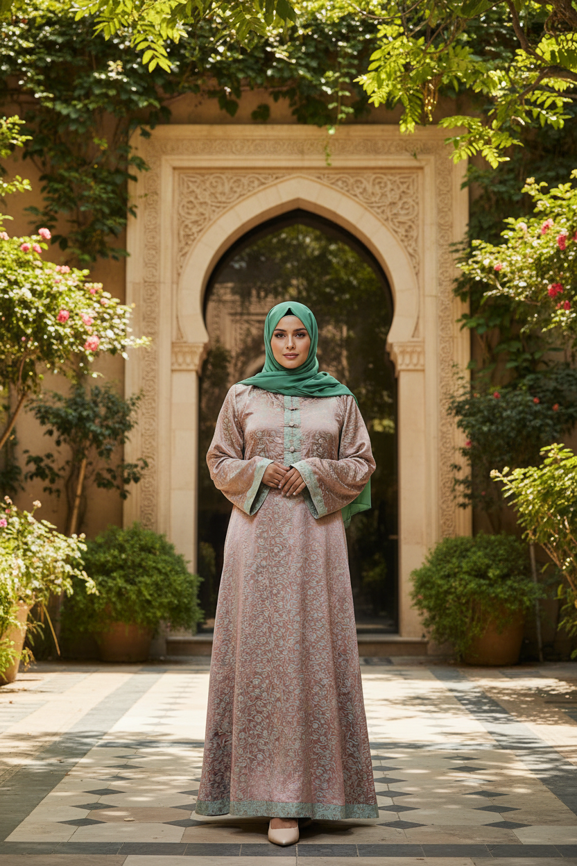 Pattern Dress with Chinese Colar