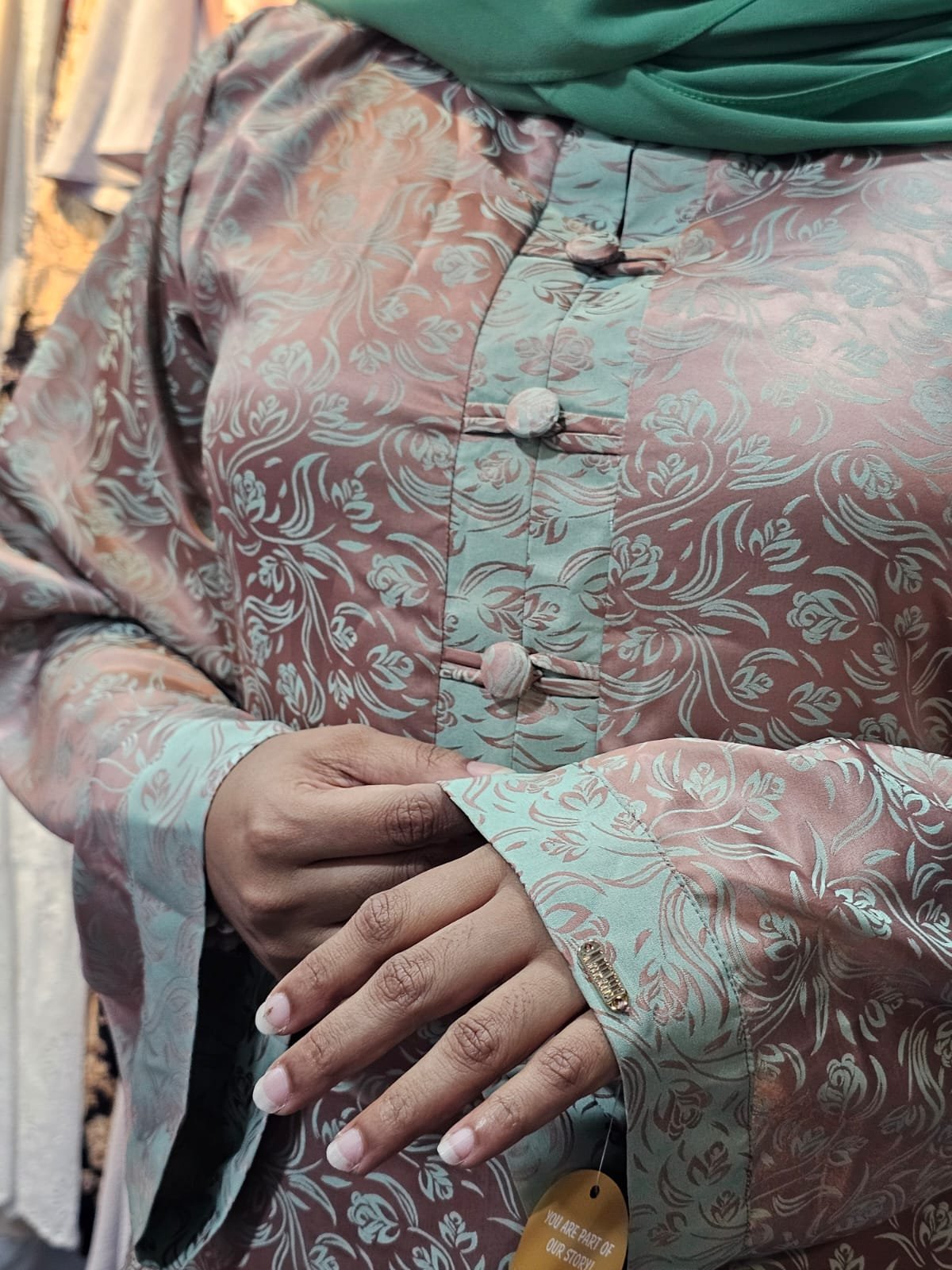 Pattern Dress with Chinese Colar