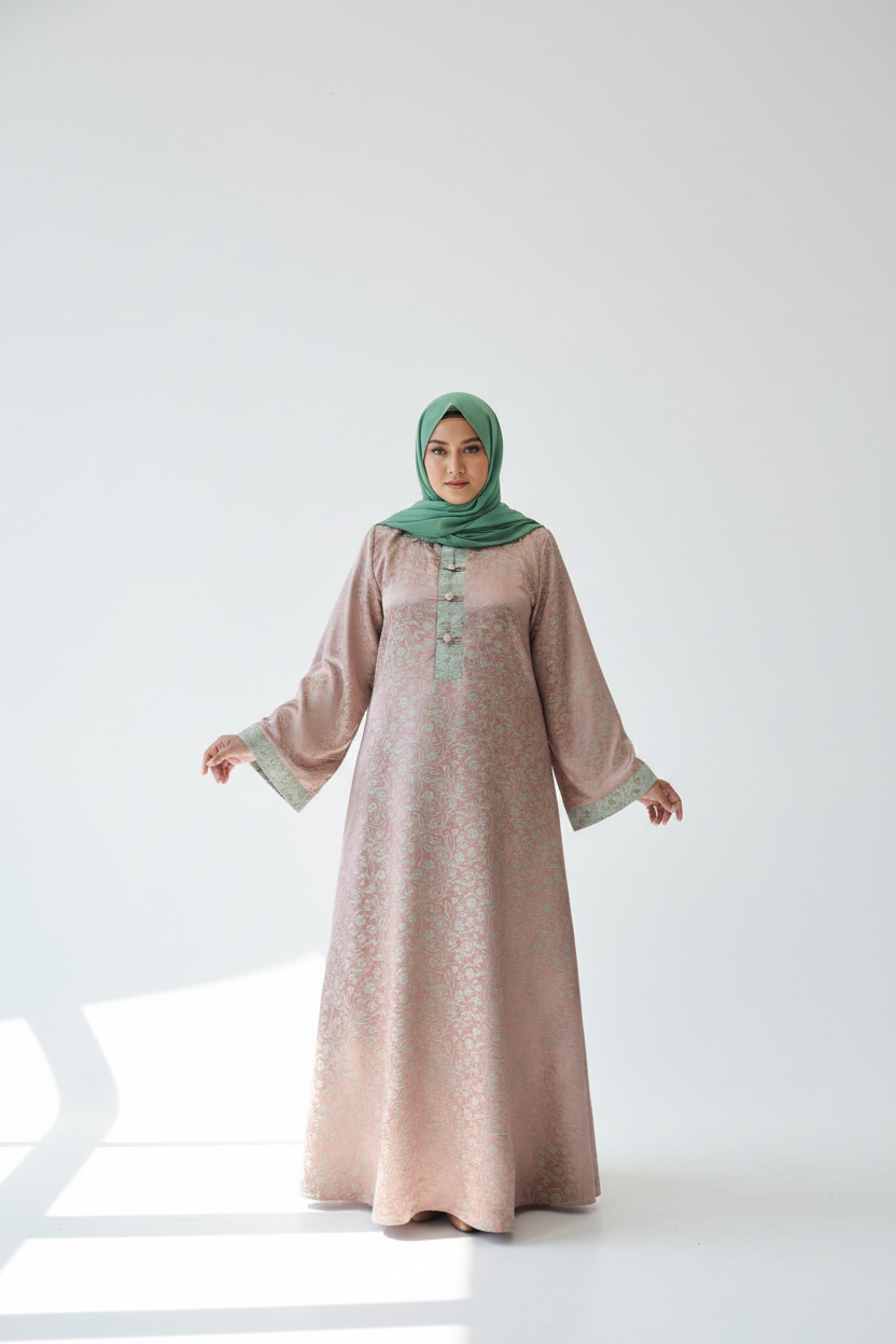 Pattern Dress with Chinese Colar