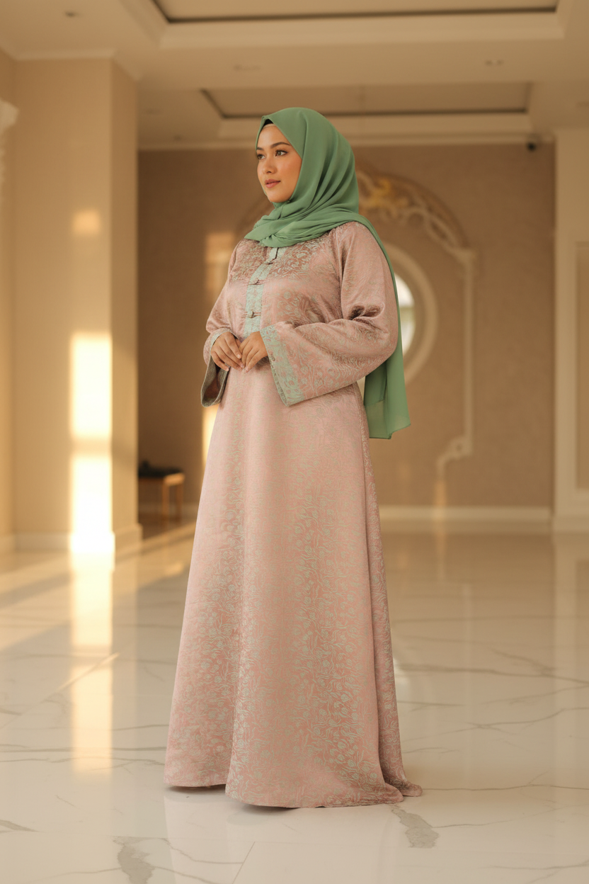 Pattern Dress with Chinese Colar