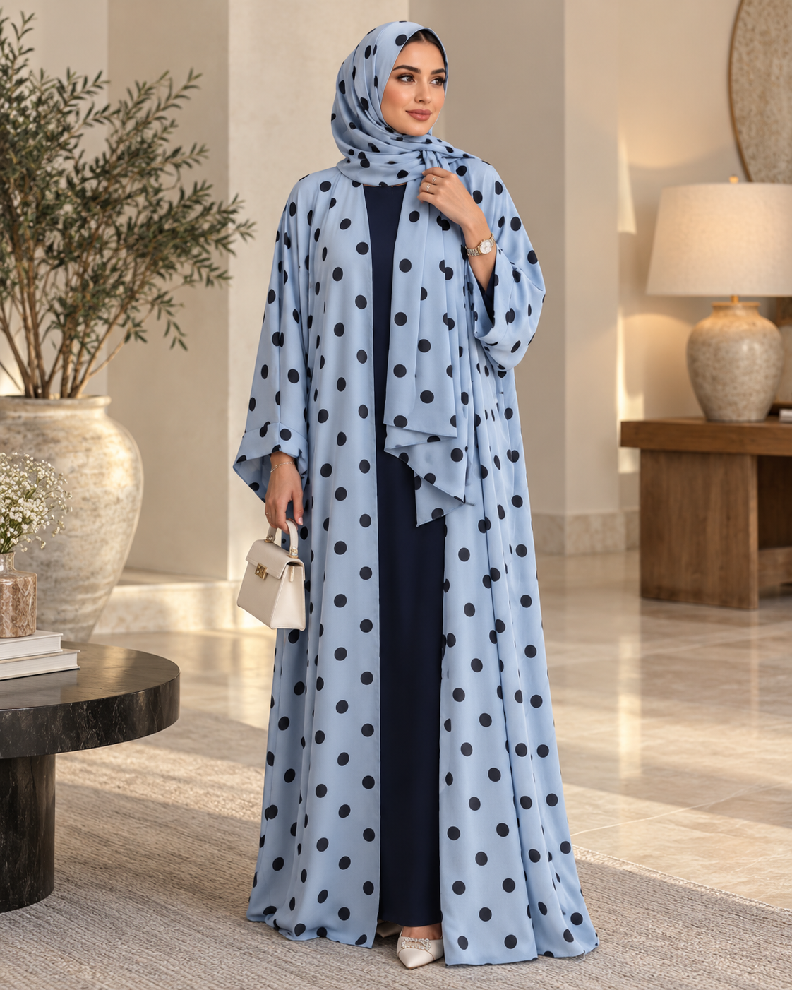 Polka Dot Abaya Set