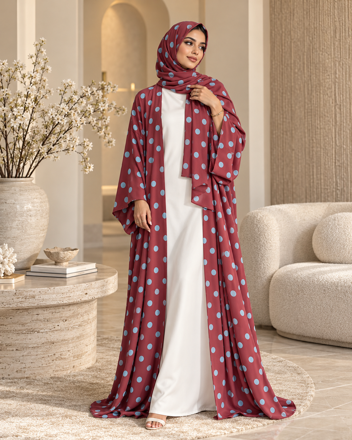 Polka Dot Abaya Set