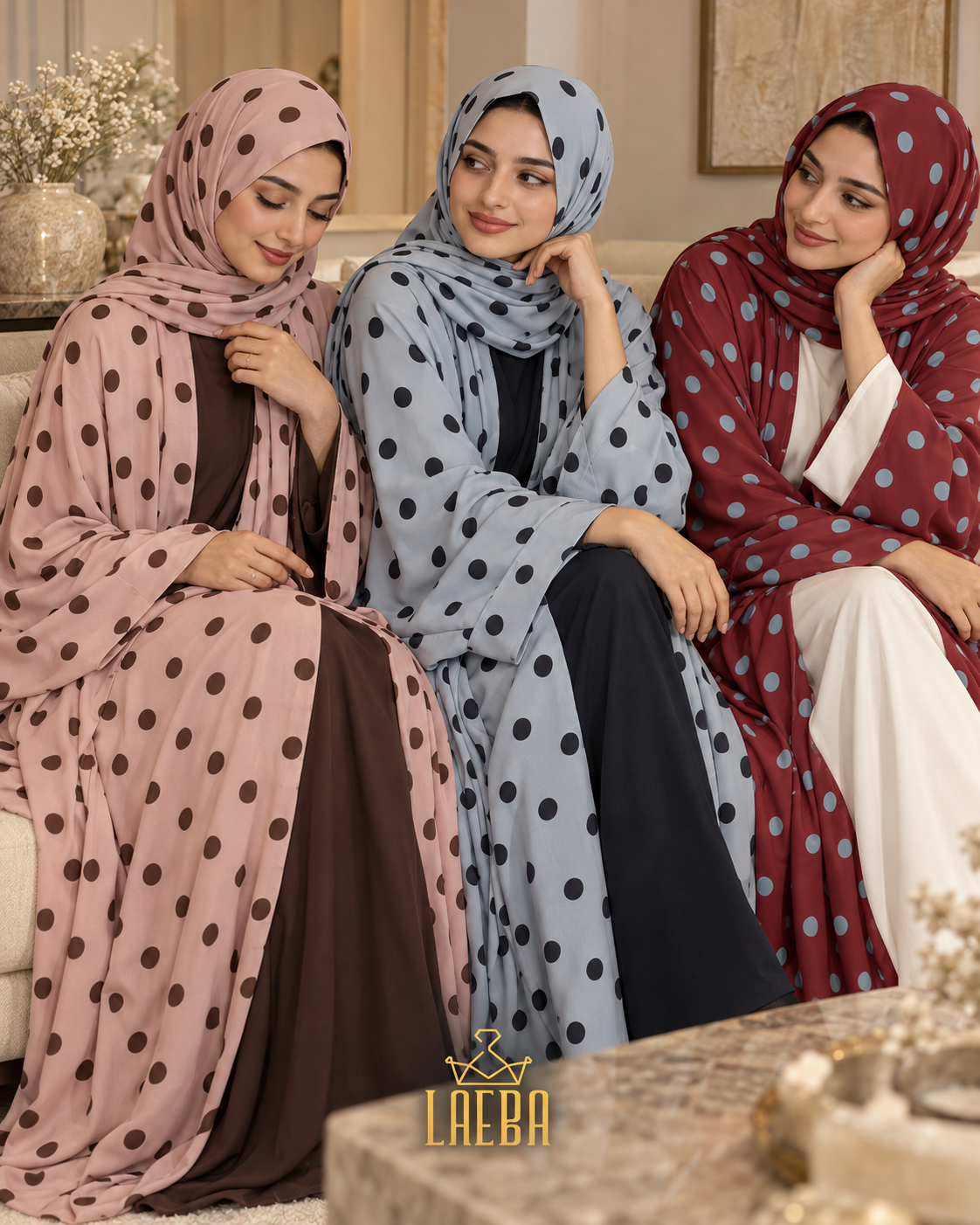 Polka Dot Abaya Set