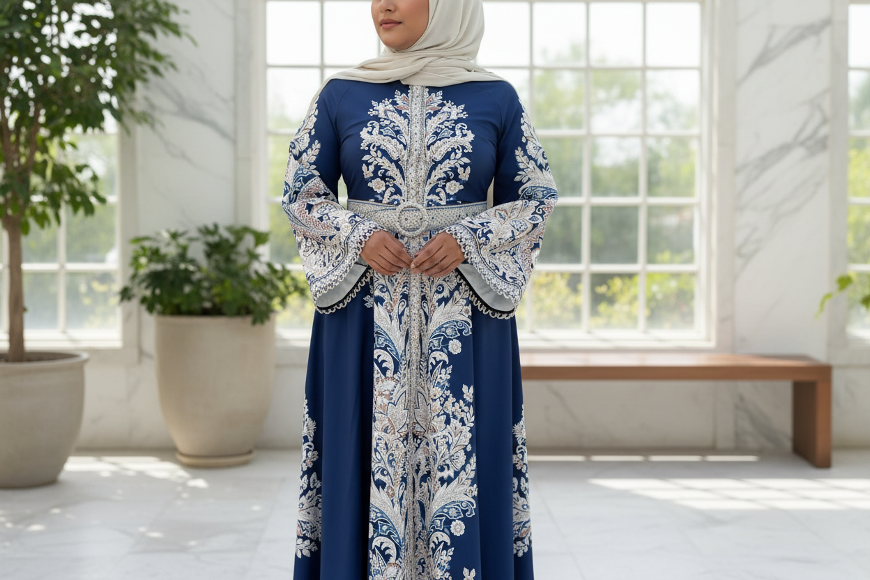 Arabic A Line Dress with Belt