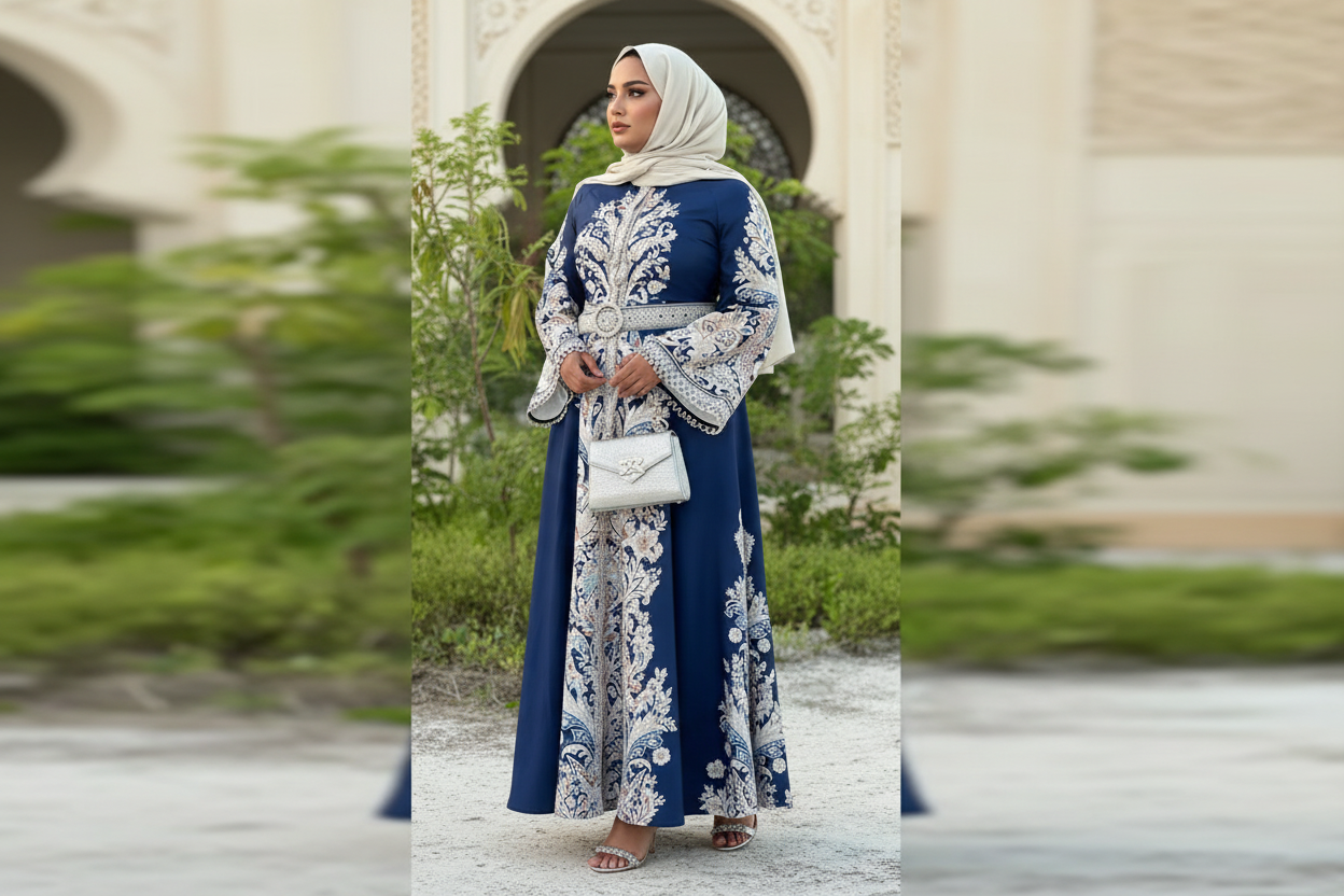 Arabic A Line Dress with Belt