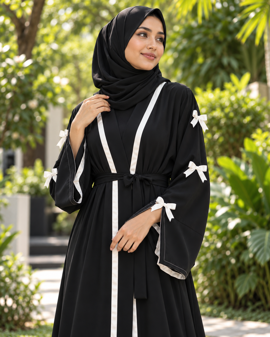Elegant Bow Detail Abaya Set